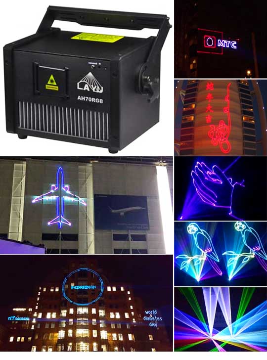 Профессиональная проекционная реклама на здании AH70RGB Pro Max